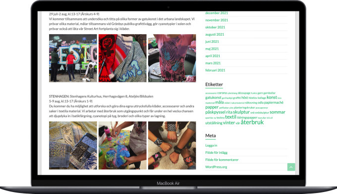夏休みのアクティビティーを提供するスウェーデン・ウプサラ市のアート教室「kreativ verkstad(クリエイティブ・ヴェルクスタッド)」のサイト