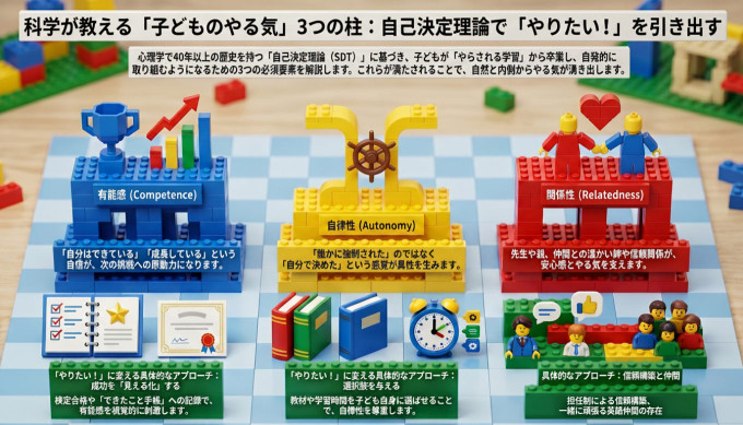 子どものやる気を科学的に解説する自己決定理論のイメージ図